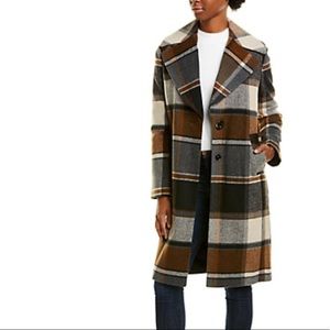 Kensie Plaid Coat in Gray, Black, and Brown